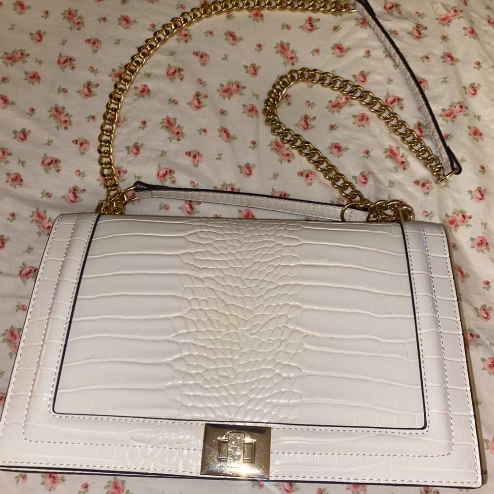 INC white/gold flap crossbody